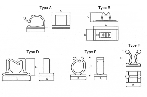 Attache / Clip Cable Adhesif - Embase Autocollante plan